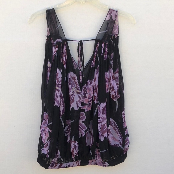 👽Free People Sheer pleated v neck hibiscus top - Picture 3 of 8